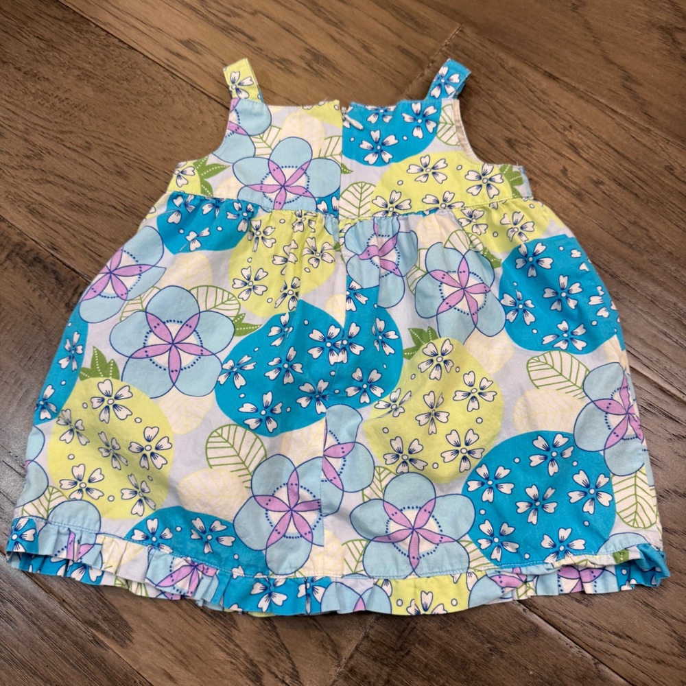 Hanna Andersson Sundress Floral Cotton Summer Dress Sleeveless Size 70 - Picture 2 of 4